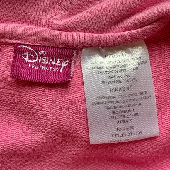Disney Princess Cinderella Embroidered Ruffled Pink Hoodie Jacket 4T - Picture 3 of 12